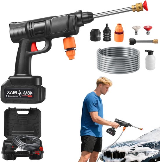 Hogedrukreiniger - Drukspuit - Buiten reinigen - Draadloze werking - 300W - Zwart
