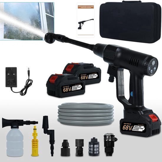Hogedrukreiniger Elektrisch - 1 Ten Battery - 3500 W Vermogen - 200 BAR Druk - 6-in-1 Waterpistool - Voor Auto En Tuin