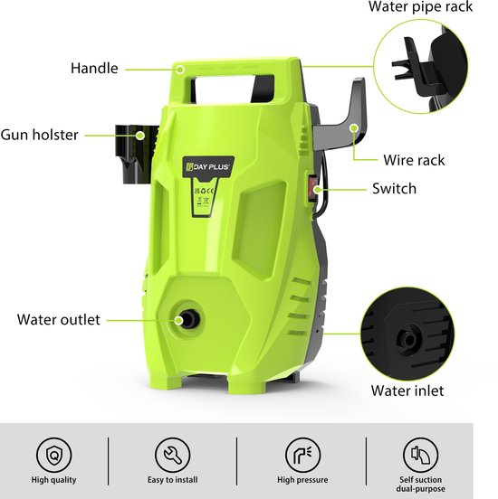 Hogedrukreiniger Elektrisch - 200 Bar Druk - 3000 W Vermogen - 5.5 kg Gewicht - Voor Terras Auto Tuin - Waspistool Waswaterreiniger