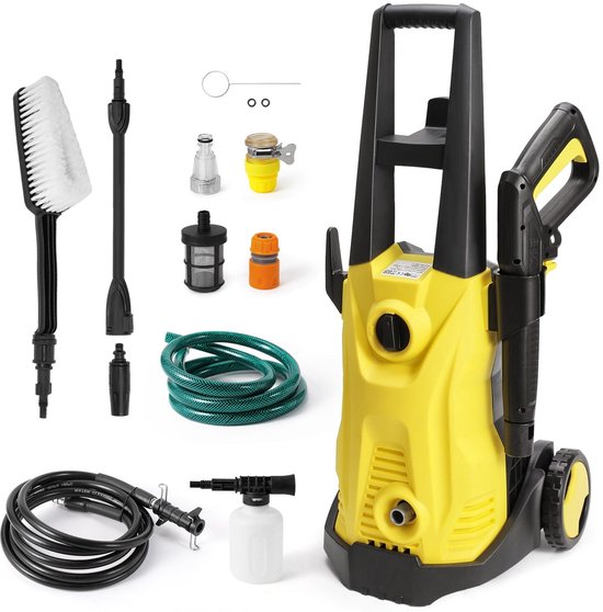 Hogedrukreiniger – Elektrische Hogedrukspuit – Waterreiniger – Terrasreiniger – Auto Wasapparaat – 1200-2000W Motor – 100-130 Bar Druk van Merkloos	