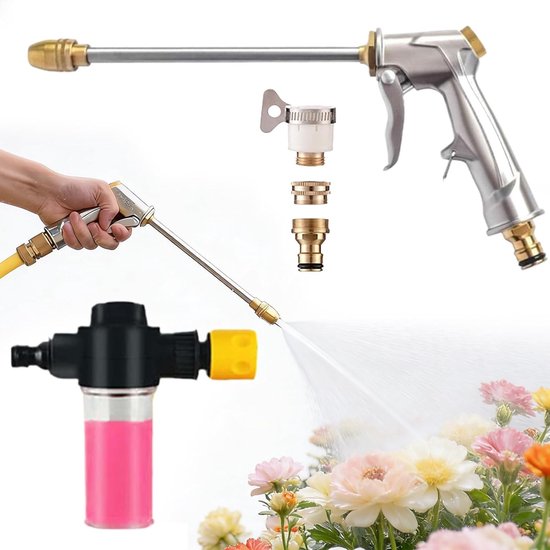 Hogedrukreiniger Handspuit - 8 Verstelbare Standen - Roestvrij - Krachtige 15L/min - Ergonomisch Ontwerp - Voor Alles Reinigen