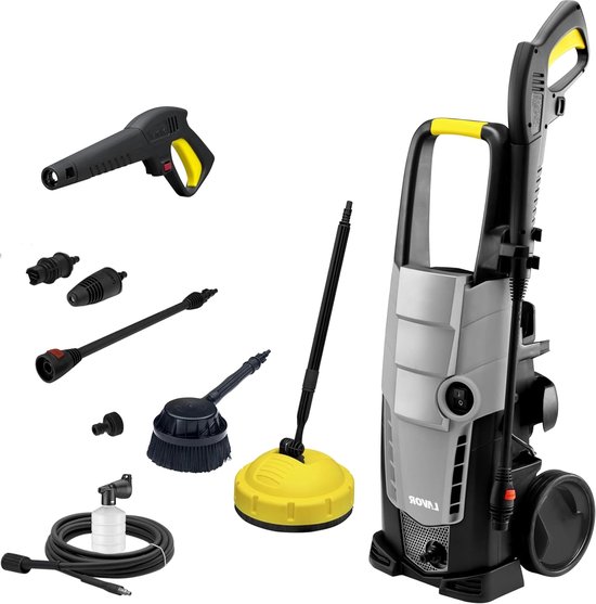 Hogedrukreiniger – High Pressure Cleaner – Spuitmachine – Waterstraalreiniger – Terrasreiniger – 150 Bar Max Druk – 2100 Watt Vermogen van Merkloos	