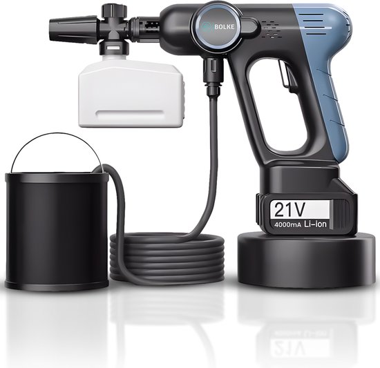 hogedrukreiniger - hogedrukreiniger accu - mobiele hogedrukreiniger - terrasreiniger - inclusief accesoires - 2000ah batterty - 35-40 bar van Merkloos	