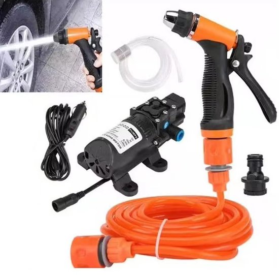 Hogedrukreiniger - Hogedrukspuitpistool voor autowas - Huishoudelijke reiniger - Draagbaar (voor in de auto) - Autowaspomp/-reiniger - Kunststof - 12V 80W