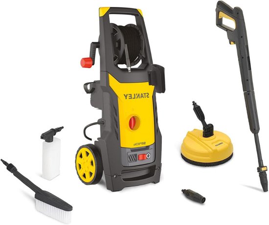 Hogedrukreiniger - Koud Water - Voor Buiten - Auto’s En Huis - Inclusief Vlakreiniger En Vaste Borstel - Max. Druk 170 Bar - Max. Debiet 500 L/U - Vermogen 2400 W van Merkloos	