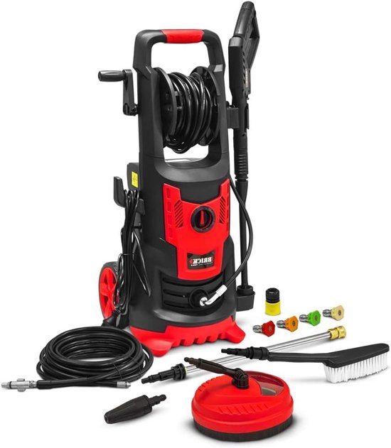 Hogedrukreiniger - Krachtige reiniger - Terras reinigen - 165 Bar druk - 2100W vermogen - Zwart van Merkloos	