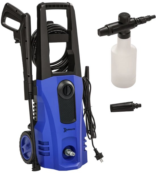 Hogedrukreiniger met 5-delige Accessoires - 1800W – 150 bar – 510 l/h – Incl. 6m Slang, Verstelbare Spuitstukken en Accessoires - Auto Was Set - Terrasreinigers - Hogedrukspuit van DasQ