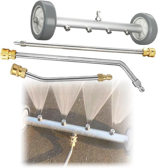 Hogedrukreiniger ondervloerreiniger 40 cm - waterbezem met verlengstangen - 4000 psi - ideaal voor autowassen - ShopVlot