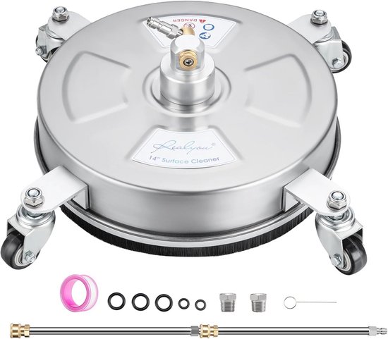Hogedrukreiniger Oppervlakte Reiniger 14 inch - Efficiënte 4-Wiel Ontwerp voor Gemakkelijk Schoonmaken van Merkloos	