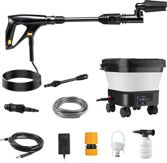 Hogedrukreiniger - Reinigingsapparaat - Auto's en Terrassen - Draagbare Watertank - 13L - Zwart en Wit