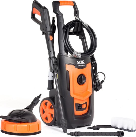 Hogedrukreiniger - Reinigingsapparaat Krachtig - Buiten Schoonmaken - Aluminium Pomp - 130 Bar - Oranje-Zwart