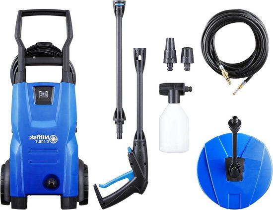 Hogedrukreiniger - Reinigingsmachine - Terrassen Reinigen - Inclusief Oppervlaktereiniger - 110 bar - Blauw