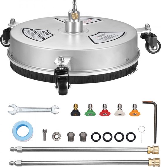 hogedrukreiniger RVS oppervlaktereiniger 3,7L/min oppervlaktereiniger hogedruk φ380mm bestratingsreinigingsapparaat Max.4000PSI terrasreiniger dubbel sproeisysteem 0°/15°/25°/40°/65° spuithoek van VEIT.