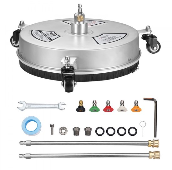 hogedrukreiniger RVS oppervlaktereiniger 3,7L/min oppervlaktereiniger hogedruk φ380mm bestratingsreinigingsapparaat Max.4000PSI terrasreiniger dubbel sproeisysteem 0°/15°/25°/40°/65° spuithoek
