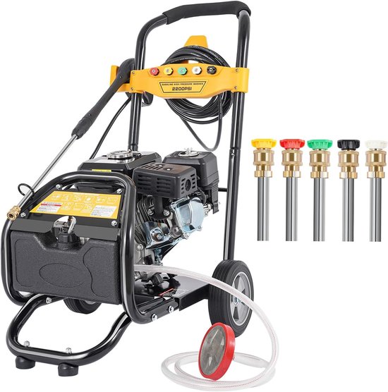 Hogedrukreiniger - Terrasreiniger - Buitenruimte Reinigen - 75pk Viertaktmotor - 170 Bar - Zwart Rood
