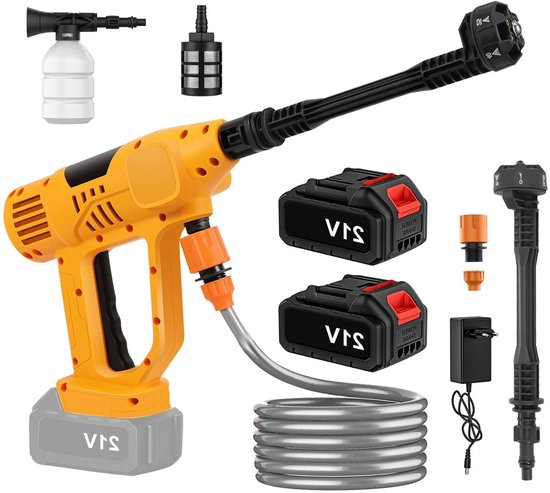 Hogedrukreiniger - Terrasreiniger - Waterpistool - Draadloze - Elektrische - 20000mAh Accu - 65 Bar - 6-in-1 Spuitpistool - Pressure Washer - Borstelloze - Autowasser en Tuinreiniger – Inclusief 2x Accu van Merkloos	