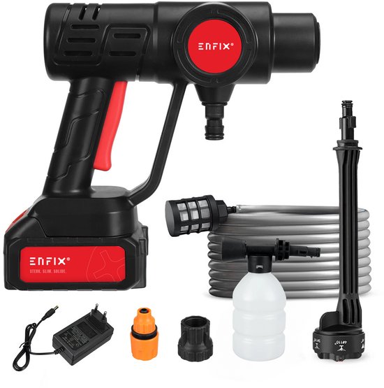 Hogedrukreiniger - tuinset schoonmaken - hogedrukspuit - accu hogedrukreiniger - terrasreiniger - auto wassen - draadloze hogedrukreiniger - 30 bar - incl. 21V 15000 mAh accu + acculader van Merkloos	