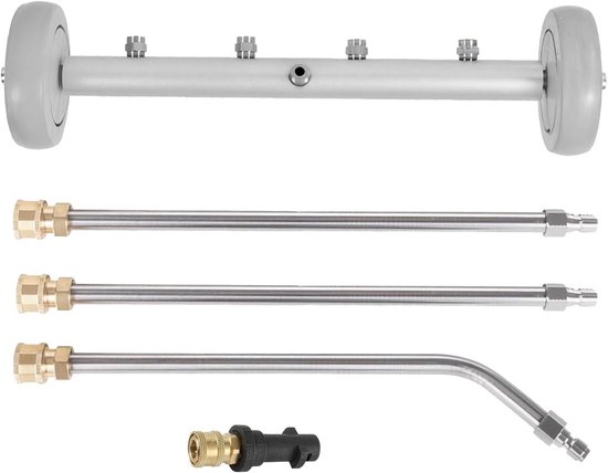 Hogedrukreiniger vloerreiniger - aluminium en roestvrij staal - 4 sproeikoppen - ideaal voor voertuigen en terrassen - ShopVlot