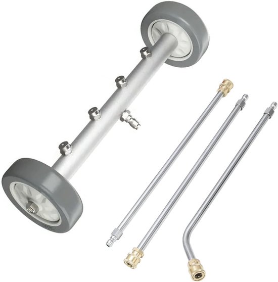 Hogedrukreiniger voor Auto-Onderkant 41 cm, met 3 Verlengstukken en 1/4" Snelkoppelingsmondstuk, Undercarriage Pressure Washer voor Onderkant Inclusief 4 Mondstukken, 4000 PSI (Grijs)