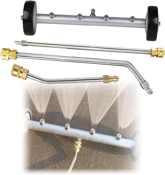 Hogedrukreiniger voor onderkast 40 cm - waterborstel met 3 verlengstangen - 4000 psi - ideaal voor autowas - ShopVlot