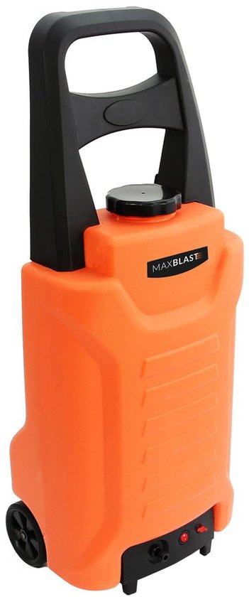Hogedrukreiniger Wateropslag 30 Liter - 7 Meter Flexibele Slang - Oplaadbare Batterij En Netstroom - Draagbare Water Trolley - Oranje - Voor Tuin En Terras