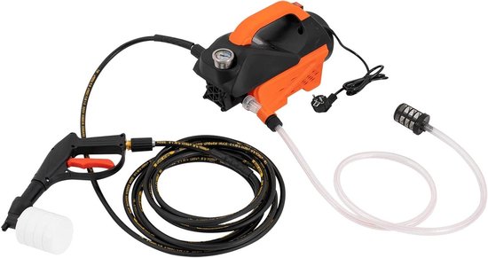 Hogedrukreiniger - Waterspuitpistool - Buiten Schoonmaken - Automatische Schakelaar - 1300 Watt - Zwart Oranje van Merkloos	