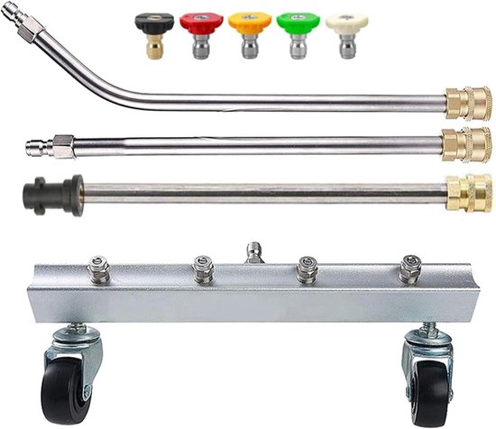 Hogedrukreiniger - Zilver - 13 inch - Vloerreiniger met Zwenkwiel en Verlengbuizen - Voor Auto's en Vrachtwagens