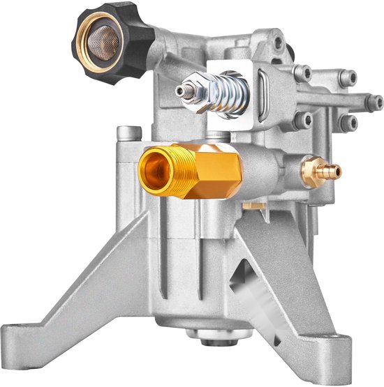 Hogedrukreinigerpomp - Vervangpomp - Verticale As 22 mm - Tot 3400 PSI (234 Bar) - Debiet 2,5 GPM (9,5 L/min) - Complete Set - Universele Compatibiliteit van Merkloos	