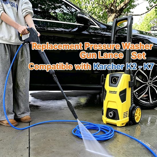 Hogedrukreinigerspuitpistool met variabele jetlans en roterende lans, compatibel met Karcher K-serie hogedrukreinigers