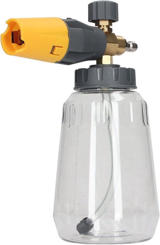 Hogedrukschuimgenerator Verstelbare Spuit 1L 4000psi Wasmachine Kan (Geel)