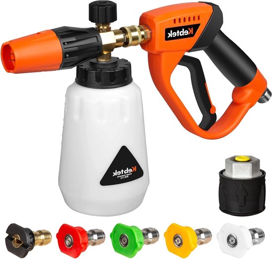 Hogedrukspuit met Schuimpistool 1L, 5 Spuitmonden en Adapter voor Kärcher K Series - 5200 PSI, Effectieve Reiniging en Gebruiksvriendelijk van Merkloos	