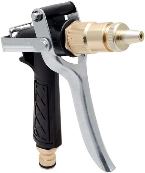 Hogedrukspuit met Water Spray Gun Nozzle en Wandbevestiging voor Tuinslang, Antislip Grip en Duurzaam Messing Kopstuk
