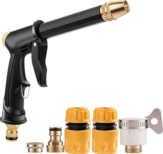Hogedrukspuit - Waterpistool Tuinslang - Auto en Tuin Reinigen - Verdikte Verzinkte Mondstukken - 260 g - Rood