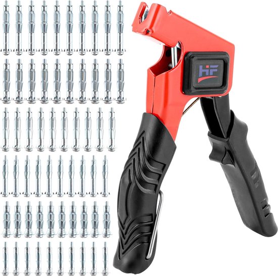 Hollewandpluggen tang met montagetang - holtepluggen set met 60 stuks - metalen hollewandpluggen (6 maten) - M4/M5/M6 holle wandpluggen - perfect voor holle wanden van Merkloos	