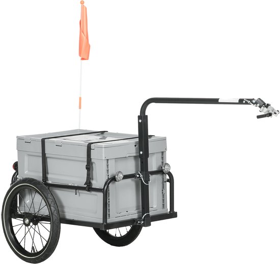 HOMCOM-Fietskar-Staal-145x61x81cm-Grijs van HOMCOM