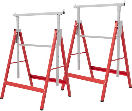 HOMCOM - Steigerbok - van Staal - 68L x 58B x 80-130H cm - Rood van HOMCOM