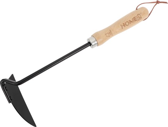 HOME It® Japanse handhak – Tuingereedschap voor onkruid verwijderen, grond losmaken en wortels snijden – Met houten handvat en leren ophanglus – Compacte hak voor precisiewerk in de tuin van Merkloos	