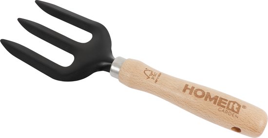HOME It® Plantevork – Zwart Koolstofstaal & FSC Beukenhouten Handvat – Tuinvork voor Kruiden, Planten & Struiken – Ideaal voor Bloembedden, Plantenbakken & Potten – 28 cm van Merkloos	