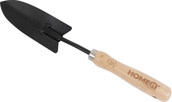 HOME It® Smalle planteschep – Zwart koolstofstaal & FSC beukenhouten handvat – Ideaal voor kruiden, kleine planten & struiken – Tuinschep voor border, verhoogde bak & bloempot – 35 cm van Merkloos	