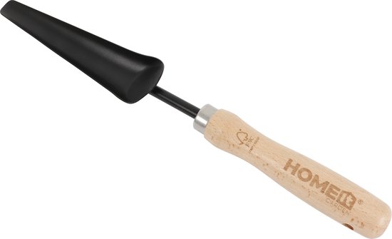 HOME It® Tuinschep met zwart gepoedercoat koolstofstalen blad en FSC-gecertificeerd beukenhouten handvat - 36 cm - Sterke plantschep voor tuinieren, bloembakken, planten - Tuingereedschap van HOME It®