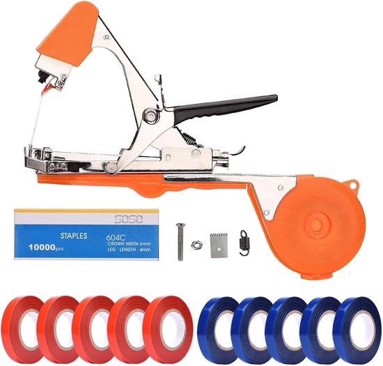 Home & Marker - Bindtang Voor Planten - Tuingereedschap - Plantenbinder Voor Plantensteun - 5 Rollen Bindtape + 1000 Nietjes - PLANTBRAND van PLANTBRAND