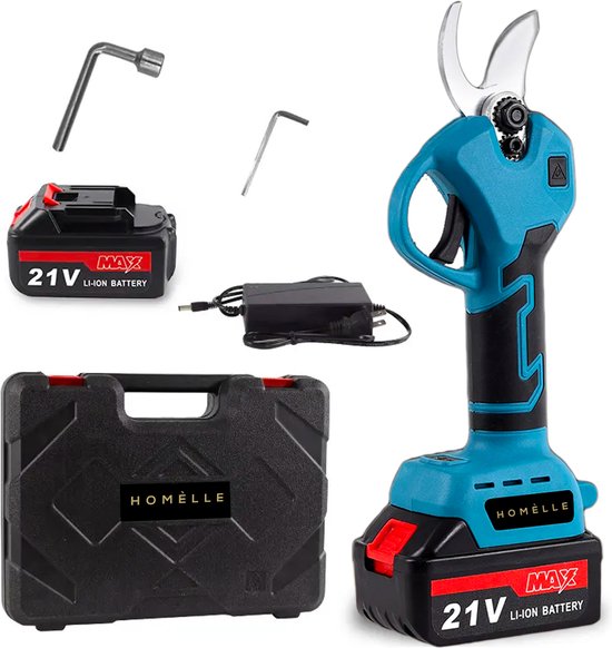 Homèlle Elektrische Snoeischaar - Accu Snoeischaar – Elektrische heggenschaar – Snoeischaar - Takkenschaar - Inclusief Koffer - Extra Accu van Homèlle