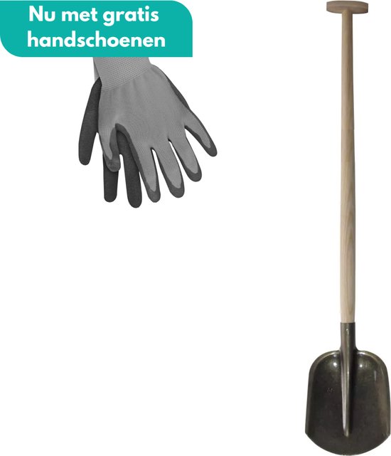 HomGar – Bats – Tuinschep – Tuinschop – Tuinbats – Gehard staal – Essenhouten steel – Blad 21 cm steellengte 110 cm - Nu met GRATIS tuinhandschoenen van HomGar