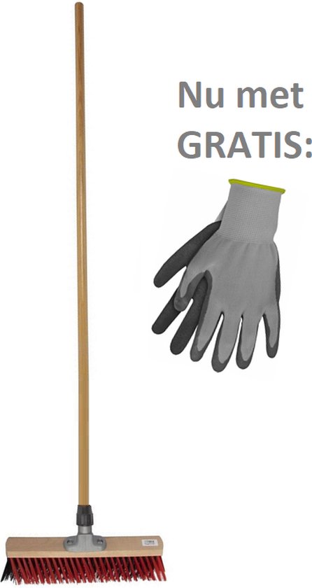HomGar – Buitenbezem – Straatbezem – Tuinbezem -Terrasbezem – Schrobborstel - X bezem 40 cm met steel 160 cm – Nu met GRATIS tuinhandschoenen van HomGar