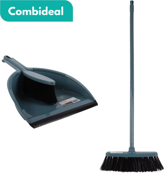 HomGar - COMBIDEAL - Zachte bezem - Huisbezem - Kamerveger - Stoffer & Blik - Trendy kleur - Kunststof - Lichtgewicht - Hoogwaardige kwaliteit van HomGar