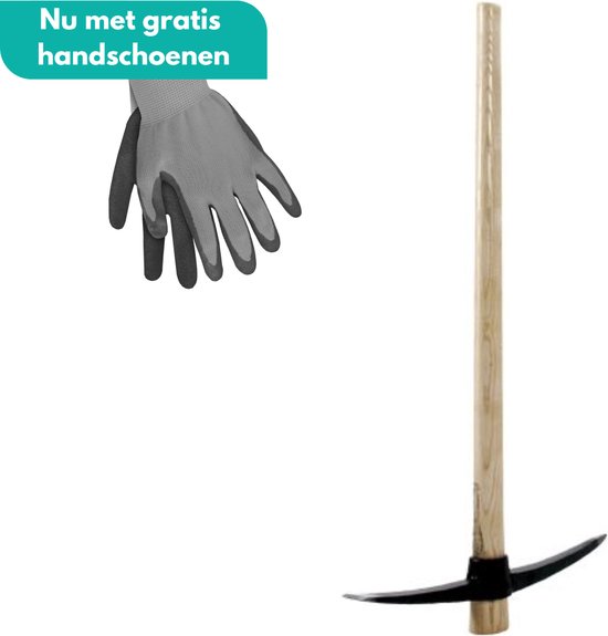 HomGar - Pikhouweel - Hakbijl - Grondbikkel - Grondhak - Landhak - Steel 90 cm - Compleet - Nu met GRATIS handschoenen van HomGar