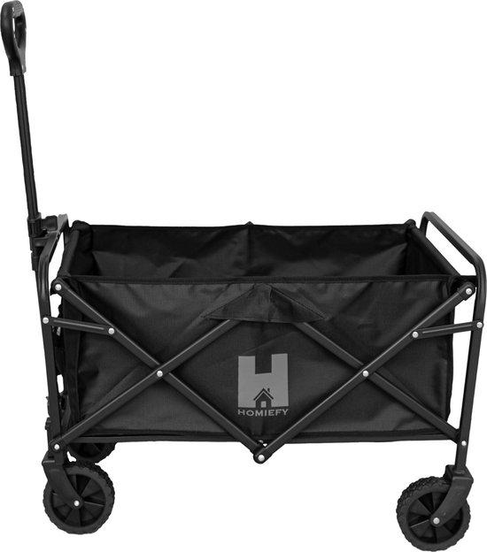 Homiefy Opvouwbare bolderkar - Bolderkar met stevig frame - Verstelbare hendel - 80KG draagkracht - Festival accessoire - Inklapbare bolderkar - Bolderkar met stalen frame - Ideaal voor festivals of een dagje weg (zwart) van HOMI
