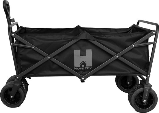 Homiefy opvouwbare bolderkar XL met offroad wielen - 100kg draaggewicht - Wielen ideaal voor ondergronden als strand of gras - Gemakkelijk op te bergen- Inklapbare bolderkar met stalen frame - Bolderkar met stalen frame - 92cm x 55cm x 100cm (zwart) van HOMI
