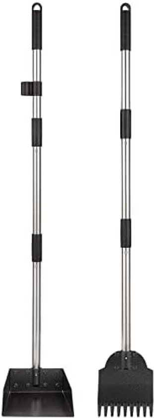 Hondenpoepschep van metaal, hark met verstelbare lengte, 84/98 cm lange handgreep, grote veegschep (2 stuks) van YOIIYYQ