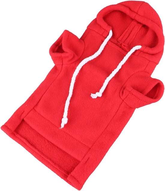 Hoodie met trekkoord voor fretten - Warme, huidvriendelijke en dikke kleding voor kleine dieren voor feestjes (Rood) van Merkloos	